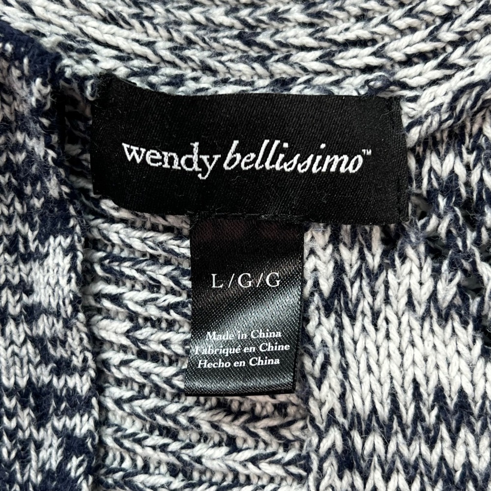 Wendy Bellissimo Knit Cardigan Sweater Shawl Collar Draped Open Back L Gray - Picture 7 of 11